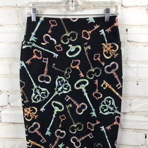 LuLaRoe Cassie Skirt vintage Skelton Keys small